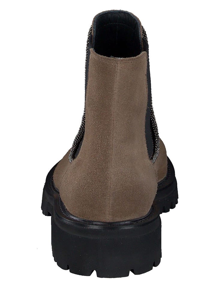 Paul Green Leder-Chelsea-Boots in Braun/ Schwarz günstig kaufen