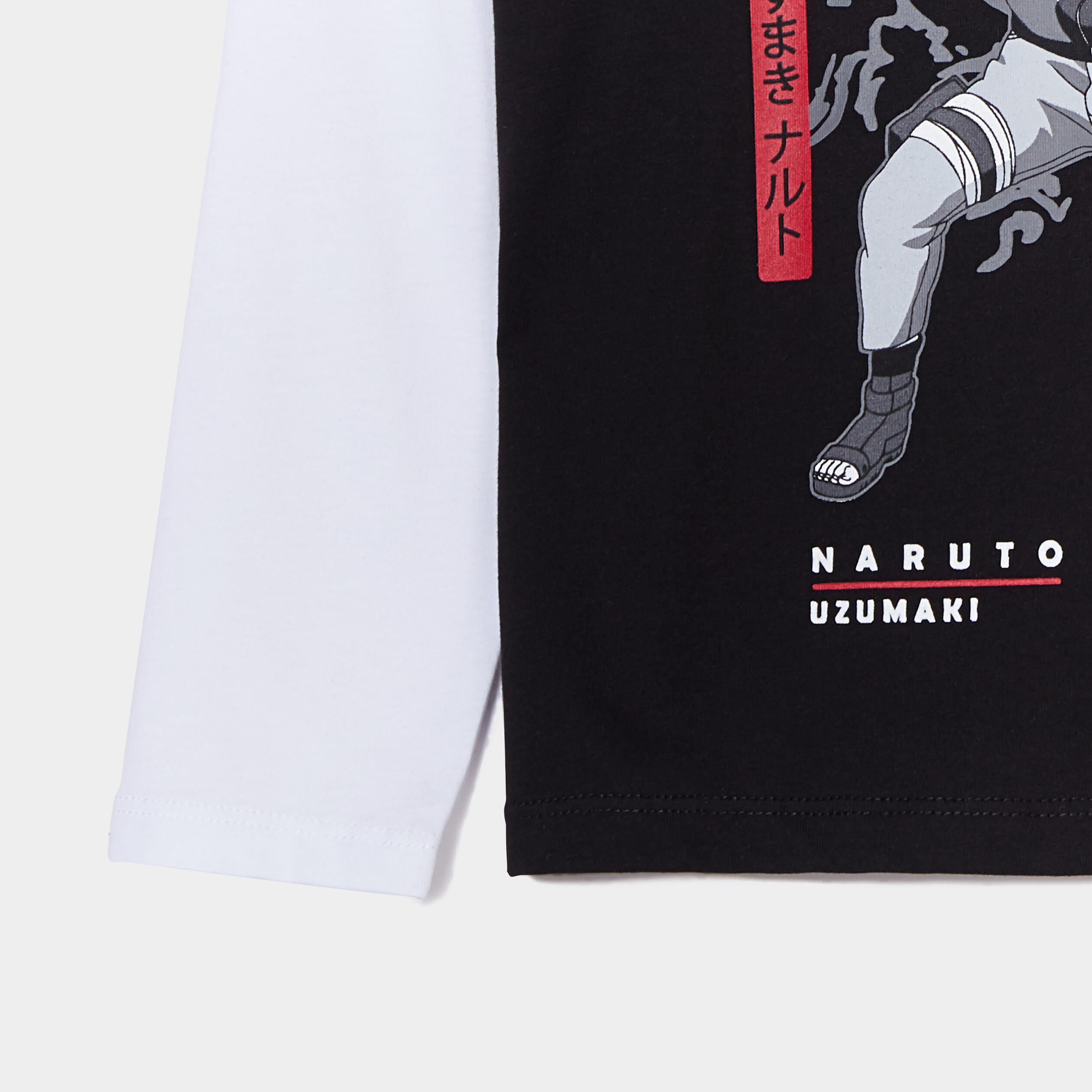 T-shirt manches effet 2-en-1 Naruto noir garçon | La Halle