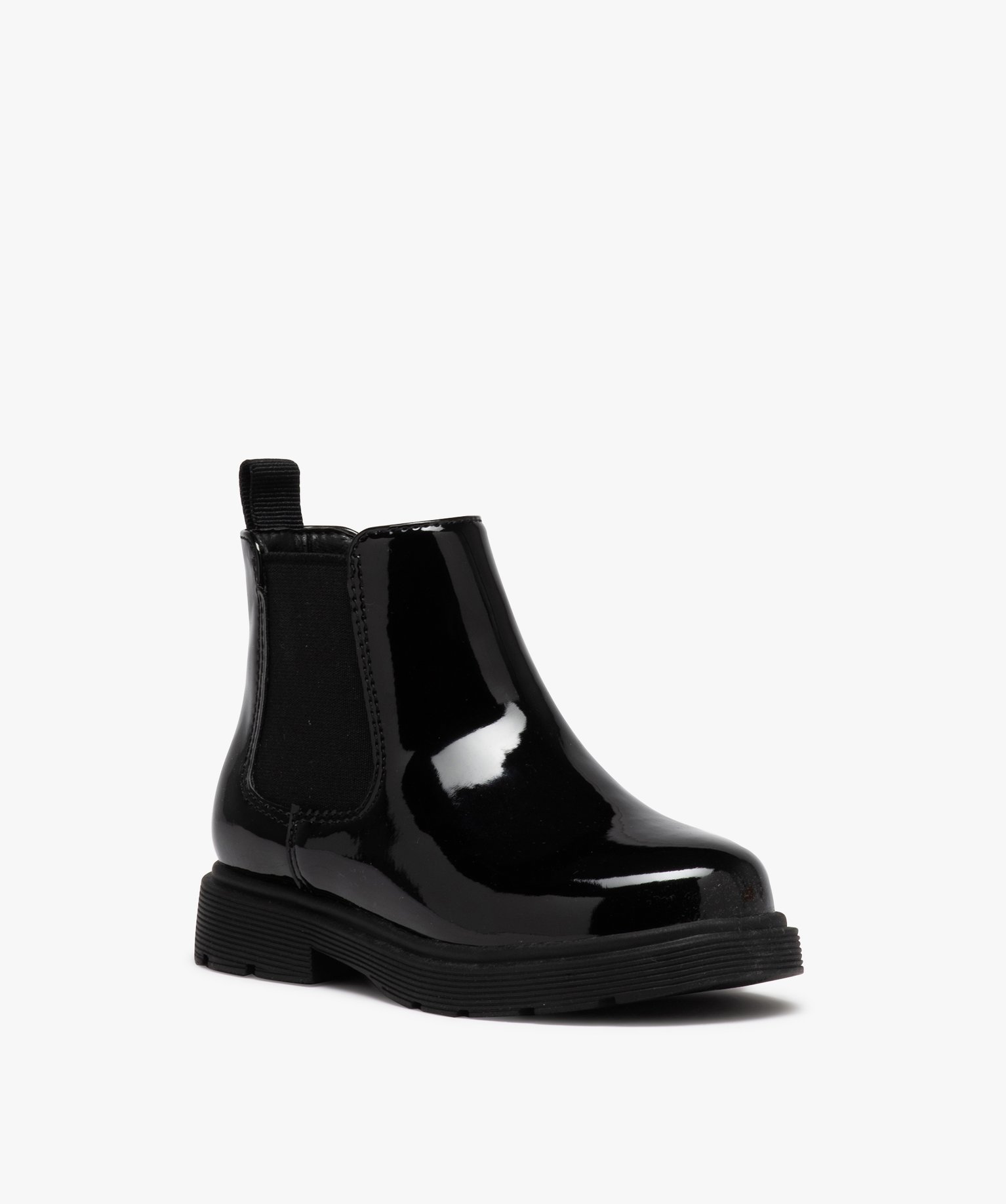 Bottes fille Chelsea vernies à zip noir | GEMO