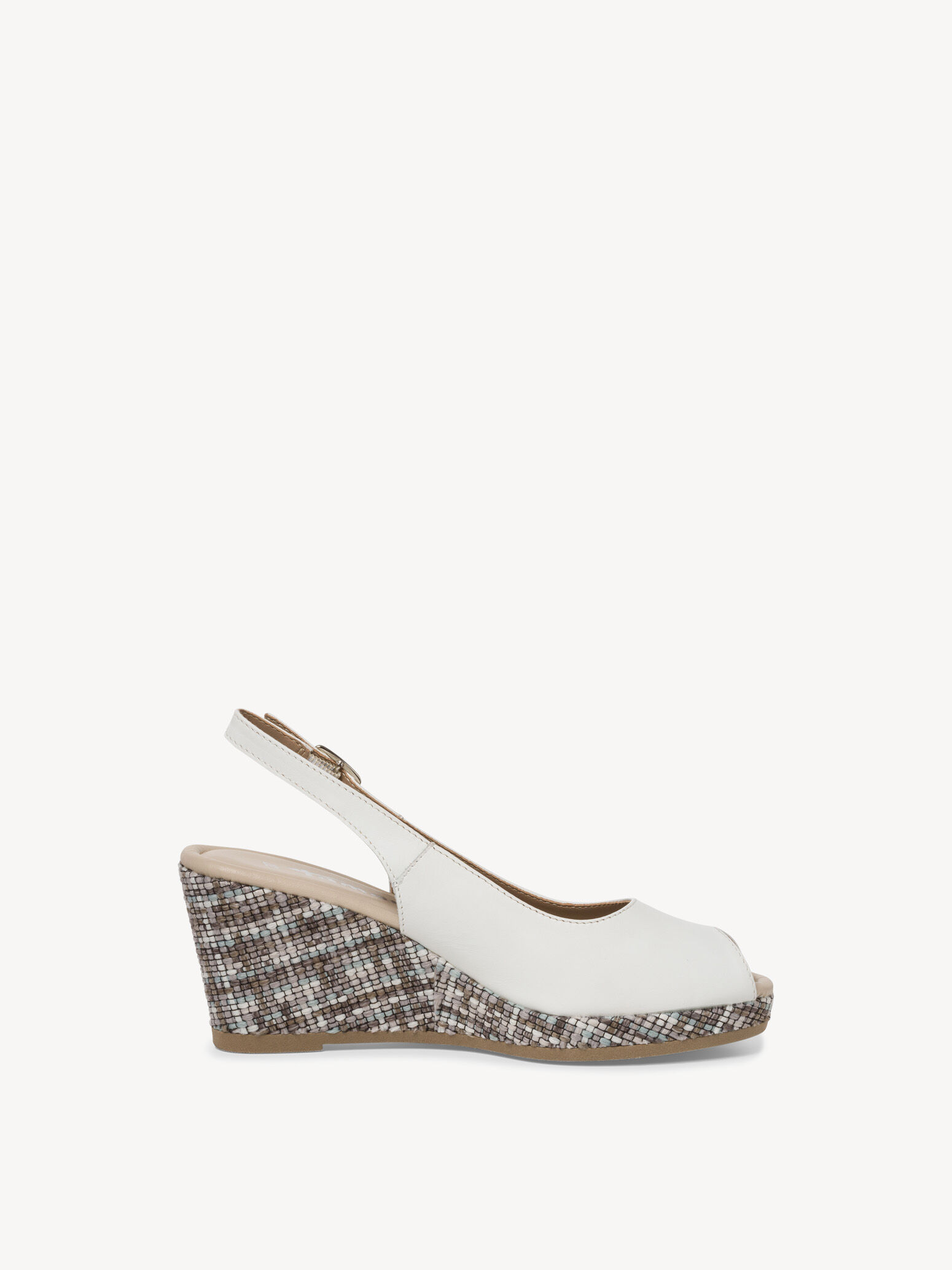 Sandale à talon en cuir - blanc