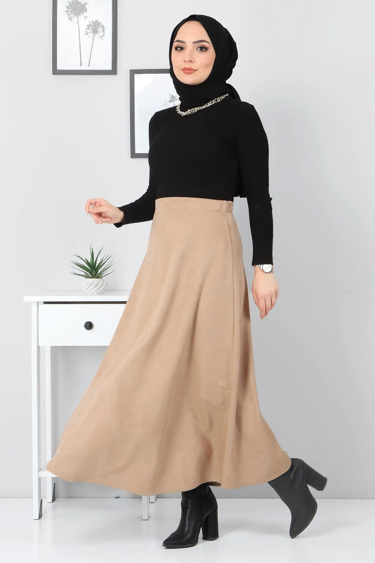 Tesettür Dünyası  Wildleder-Mevlana-Rock Tsd0036 Kamel