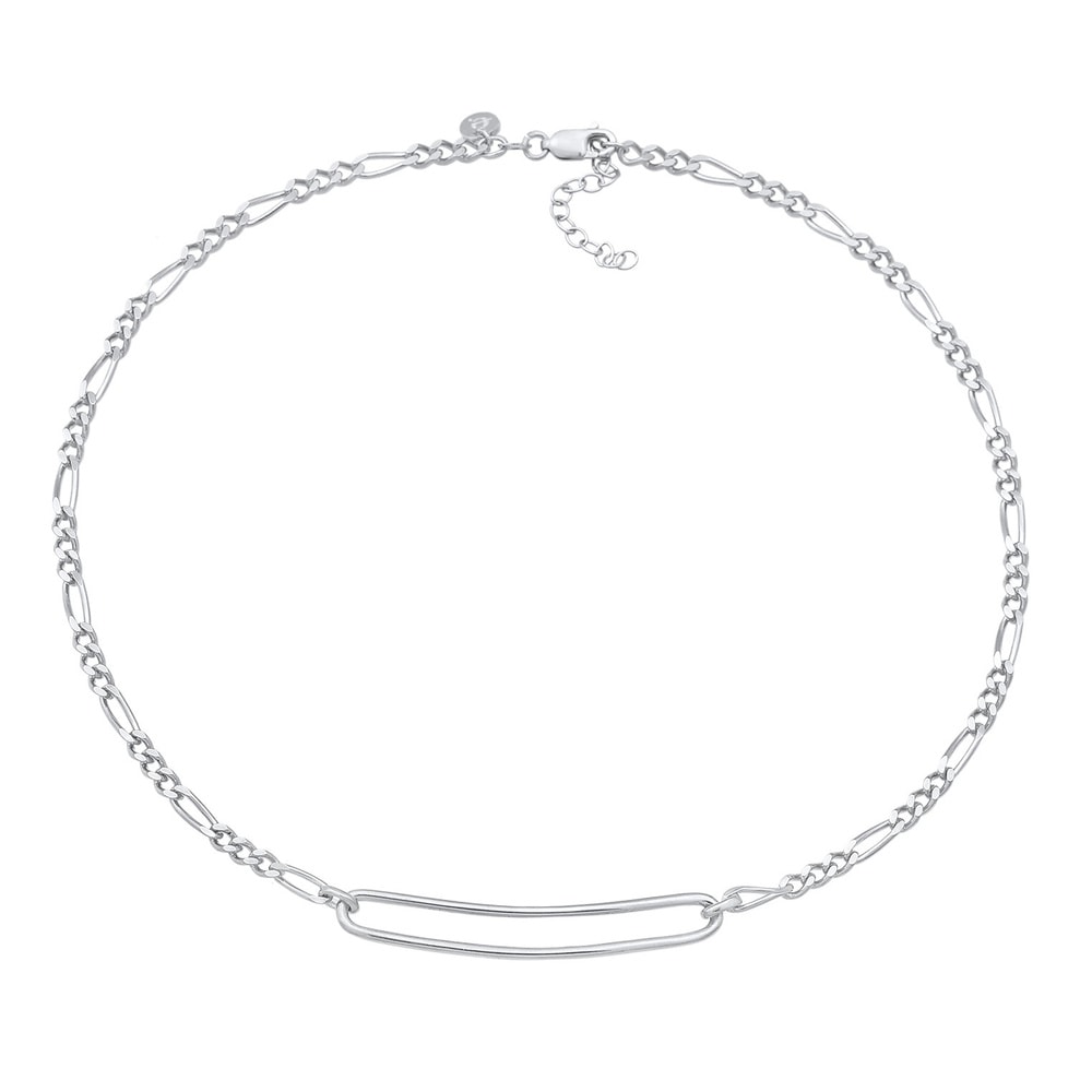 Elli PREMIUM Elli PREMIUM Collier Femmes Pendentif Ovale Figaro Tendance en Argent Sterling 92 collier