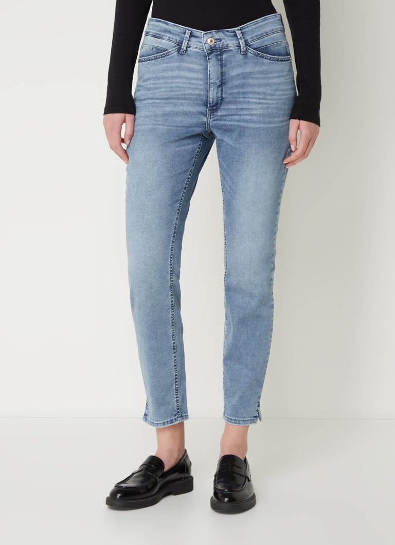 Blugi MAC Jeans Dream Summer Skinny cu talie înaltă și mânecă scurtă, decolorare medie