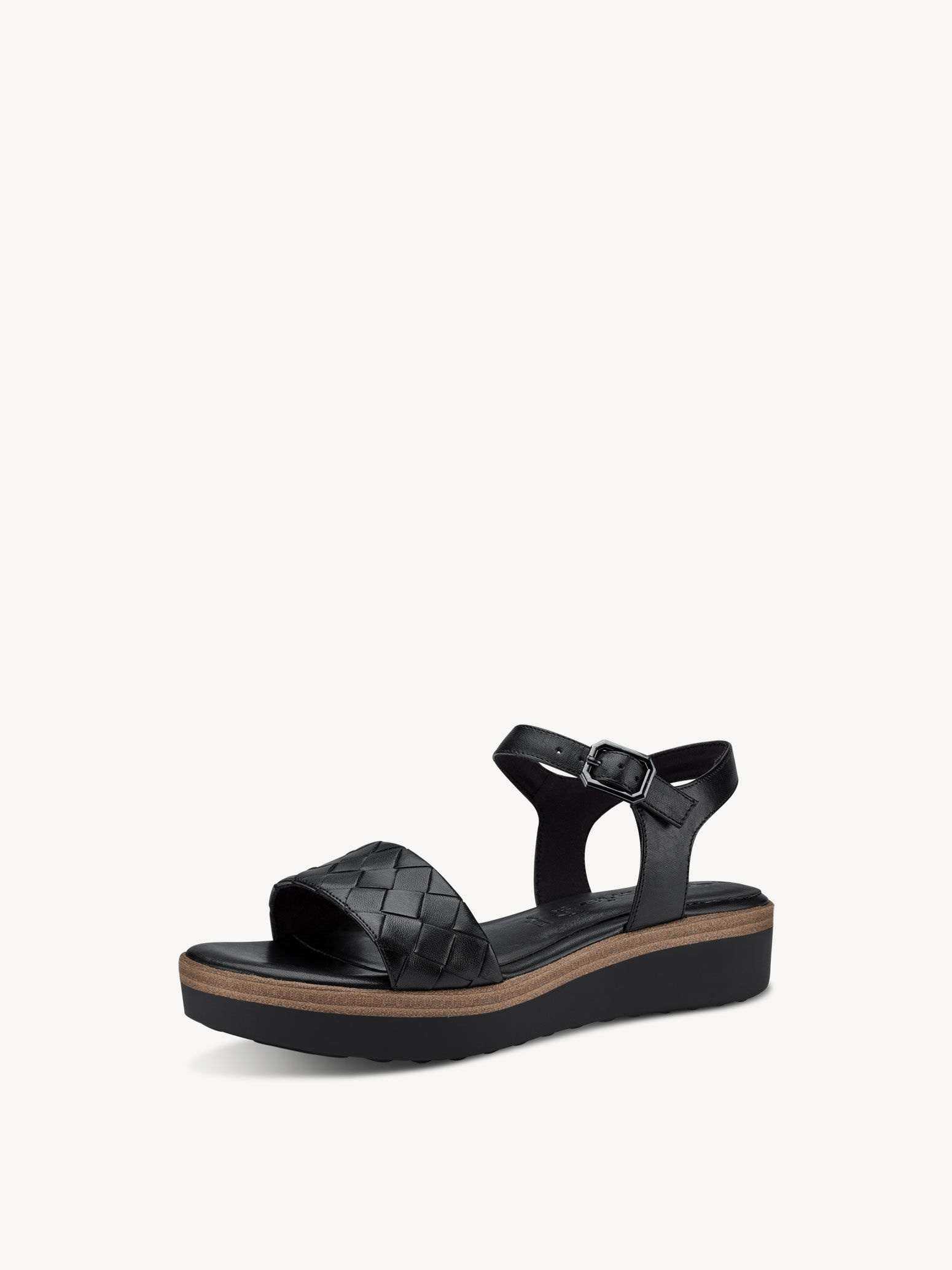 Sandale à talon en cuir - noir
