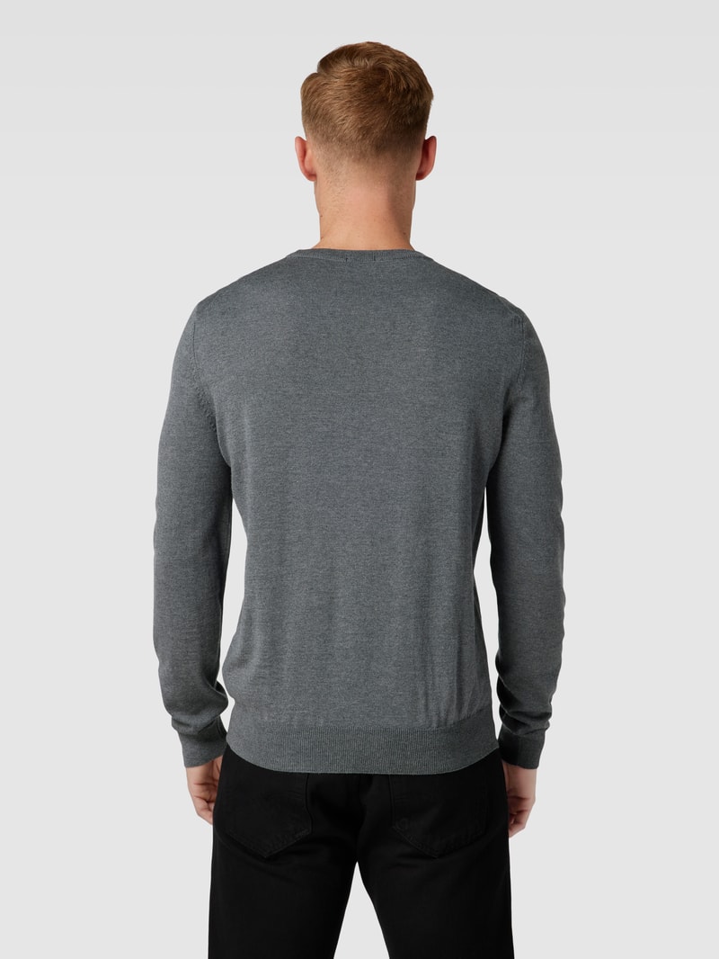 Strickpullover mit Label-Stitching Modell 'Botto' in anthrazit