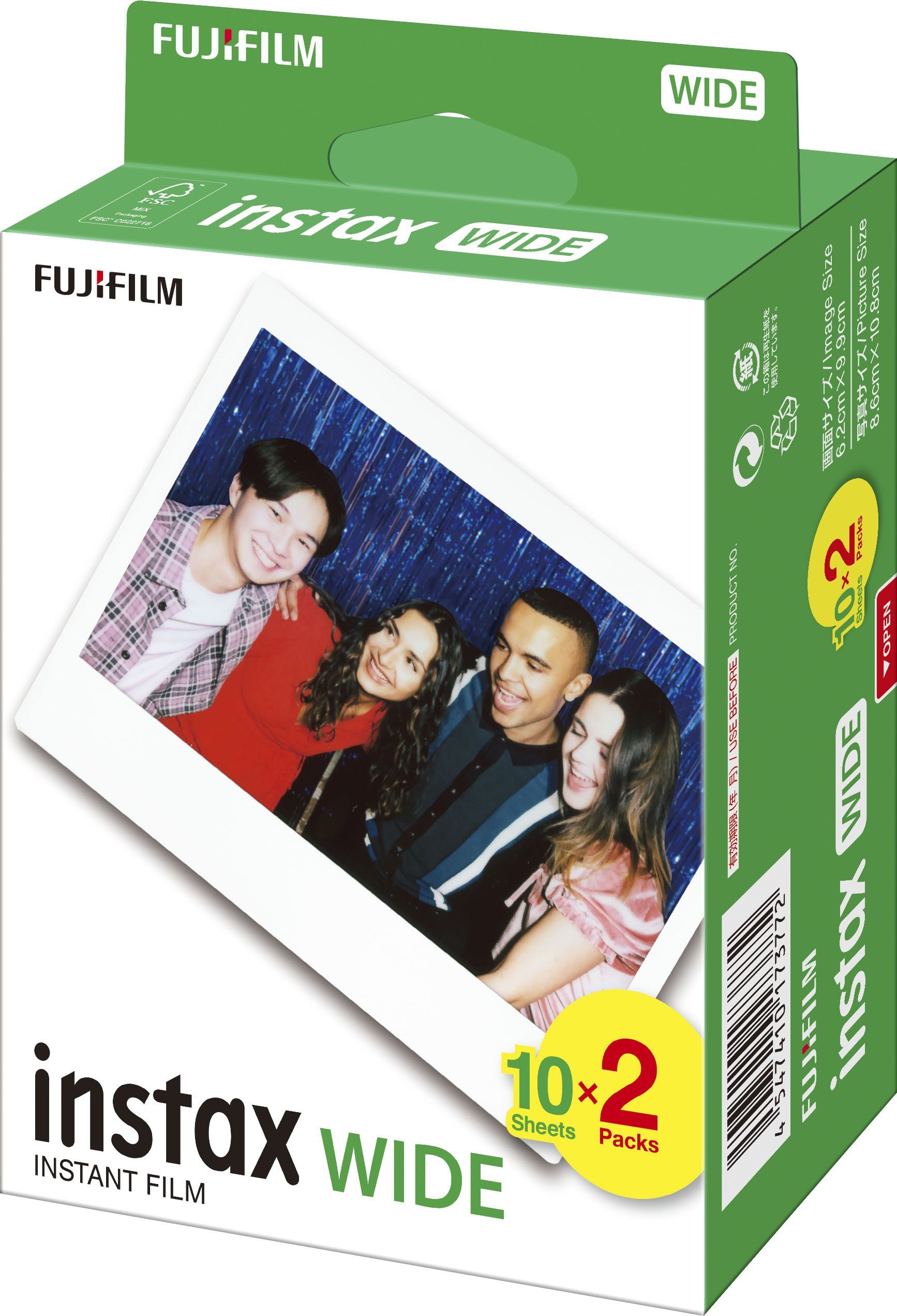 FUJIFILM Sofortbildfilm Instax WIDE Film, 20 (Packung 2-St)