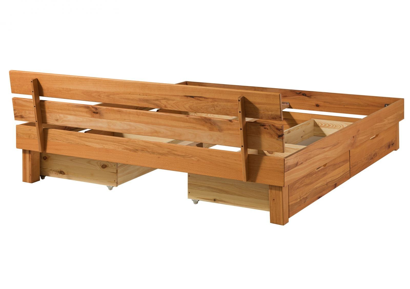 Massivmoebel24 Massivholzbett TomMe Bett 160x200 mit Schubkästen #131 Kernbuche massiv geölt