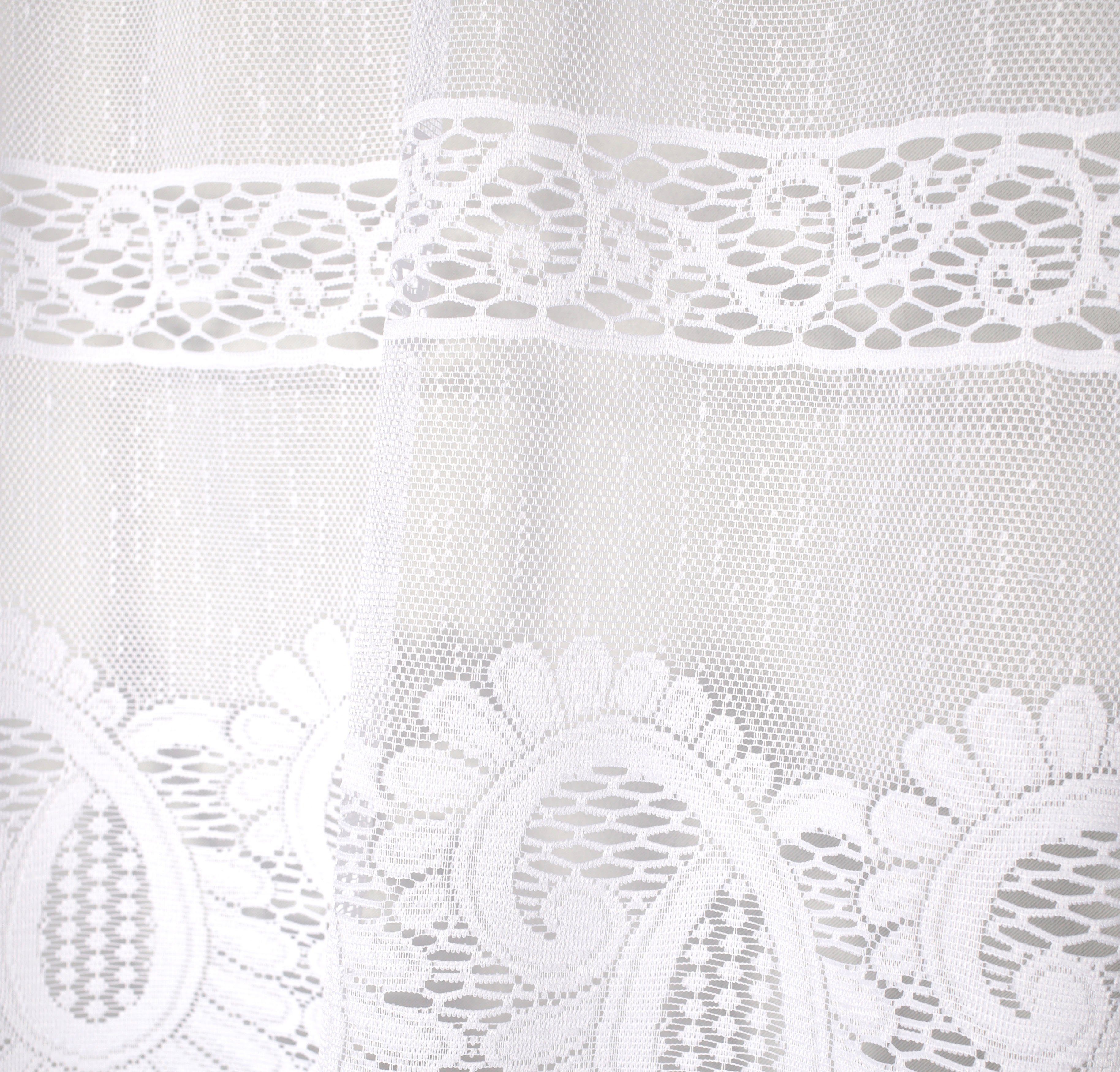 Scheibengardine LEONORA, HOME WOHNIDEEN, Stangendurchzug (1 St), transparent, Wirkware, Scheibengardine Jacquard fein LEONORA