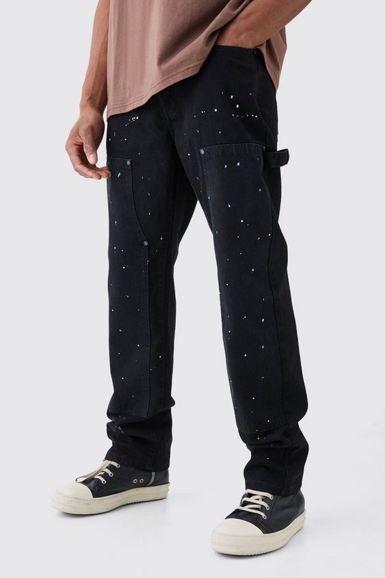 Lockere Jeans mit Farbspritzern