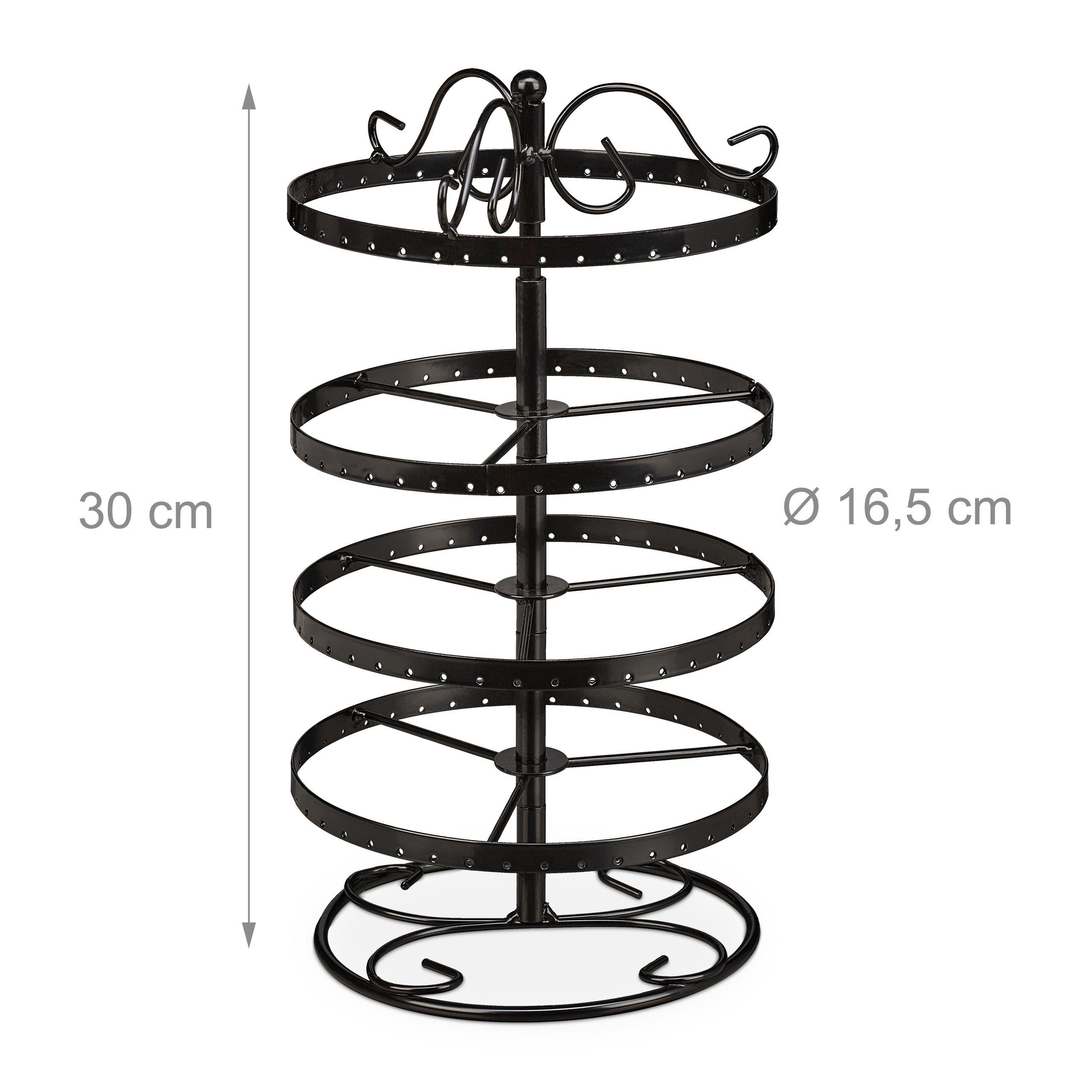 relaxdays Schmuck Etagere Runder Ohrringhalter mit 168 Löchern, Schwarz