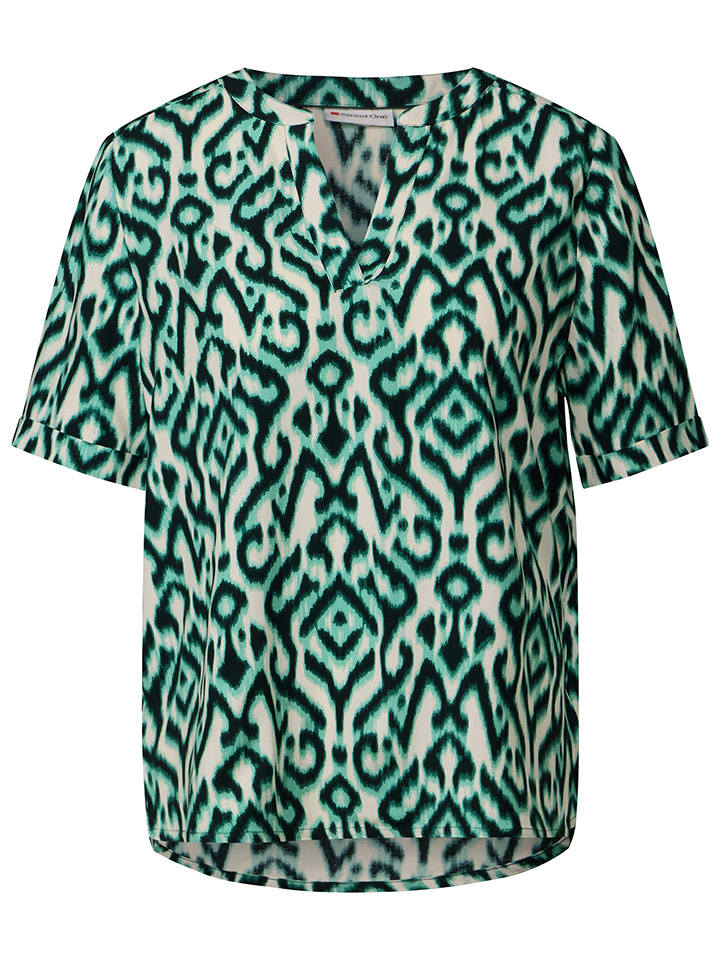 Street One Bluse in Beige/ Grün günstig kaufen