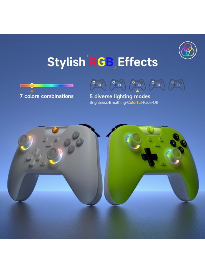 Almina EasySMX X05 Controller PC mit 7 Farbe RGB Licht Hall Triggers Grün in Weiß günstig kaufen onesize