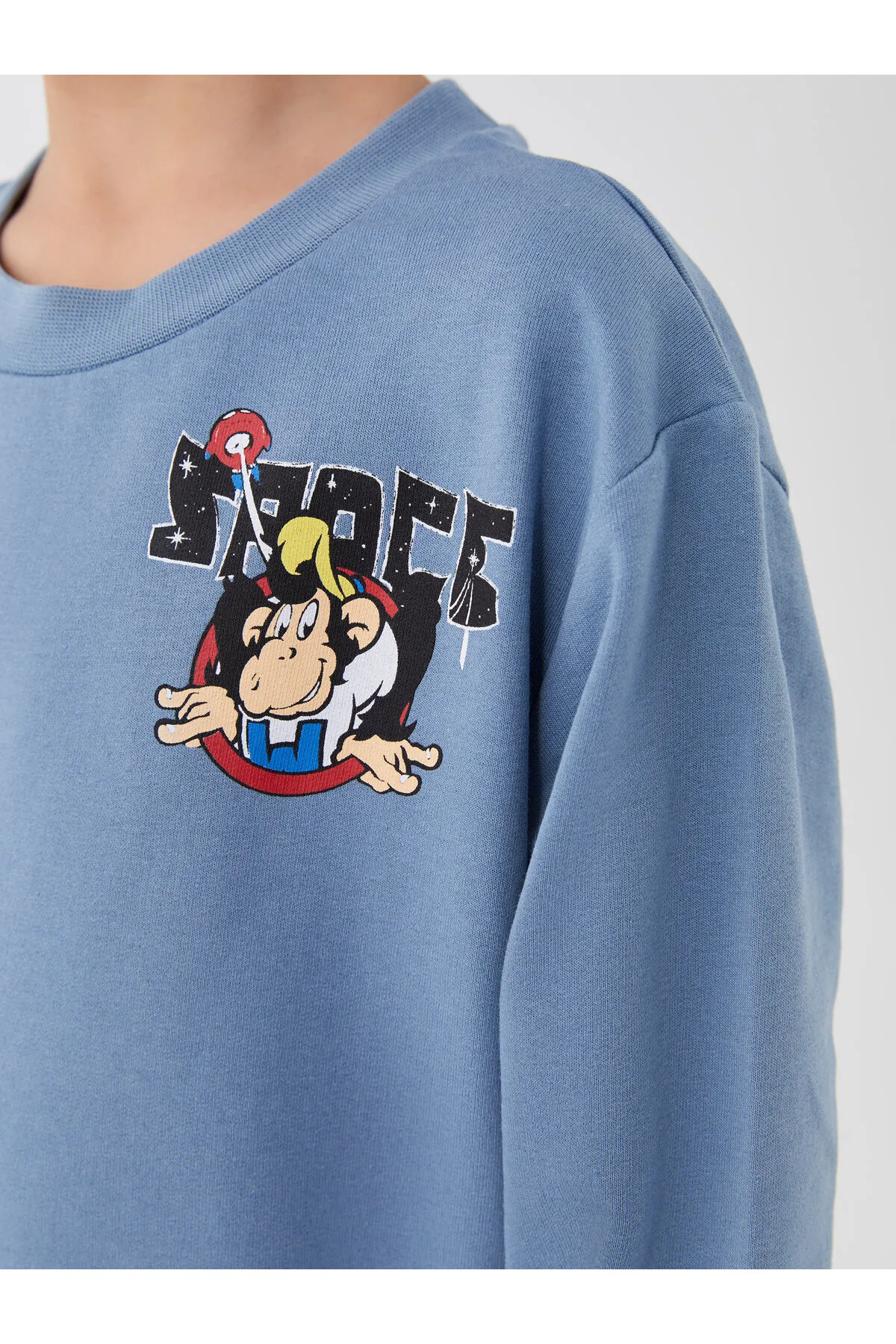 LC Waikiki  Langärmliges Jungen-Sweatshirt mit Nostalgie-Affen-Print und Rundhalsausschnitt