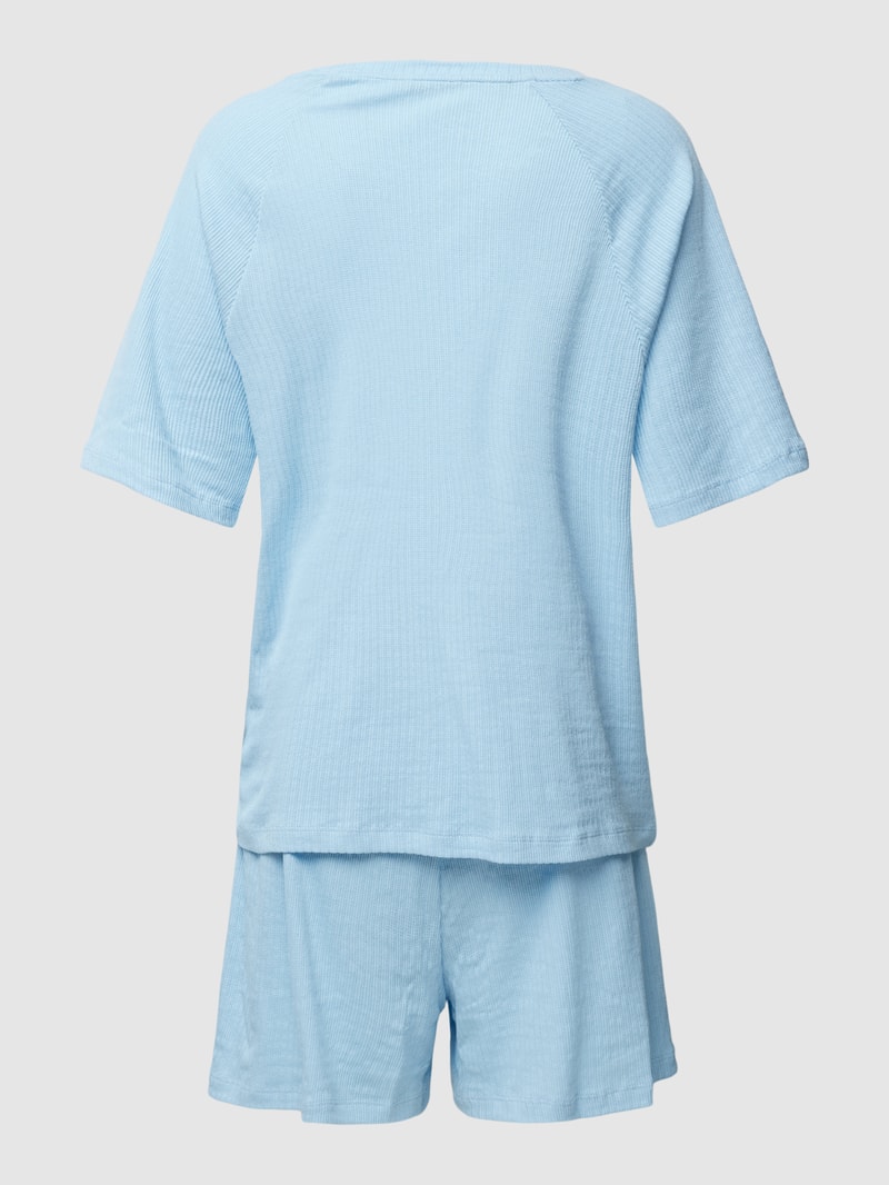 Pyjama mit Strukturmuster Modell 'Shorty' in hellblau