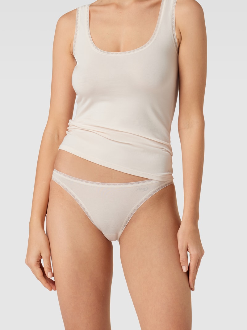 Perioden-Pants mit Lochstickerei in beige