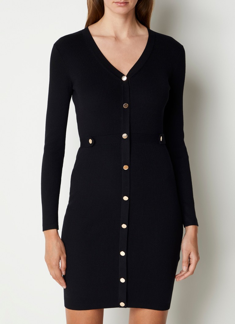 Rochie mini Phase Eight Kinza cu nervuri și detaliu cu nasturi