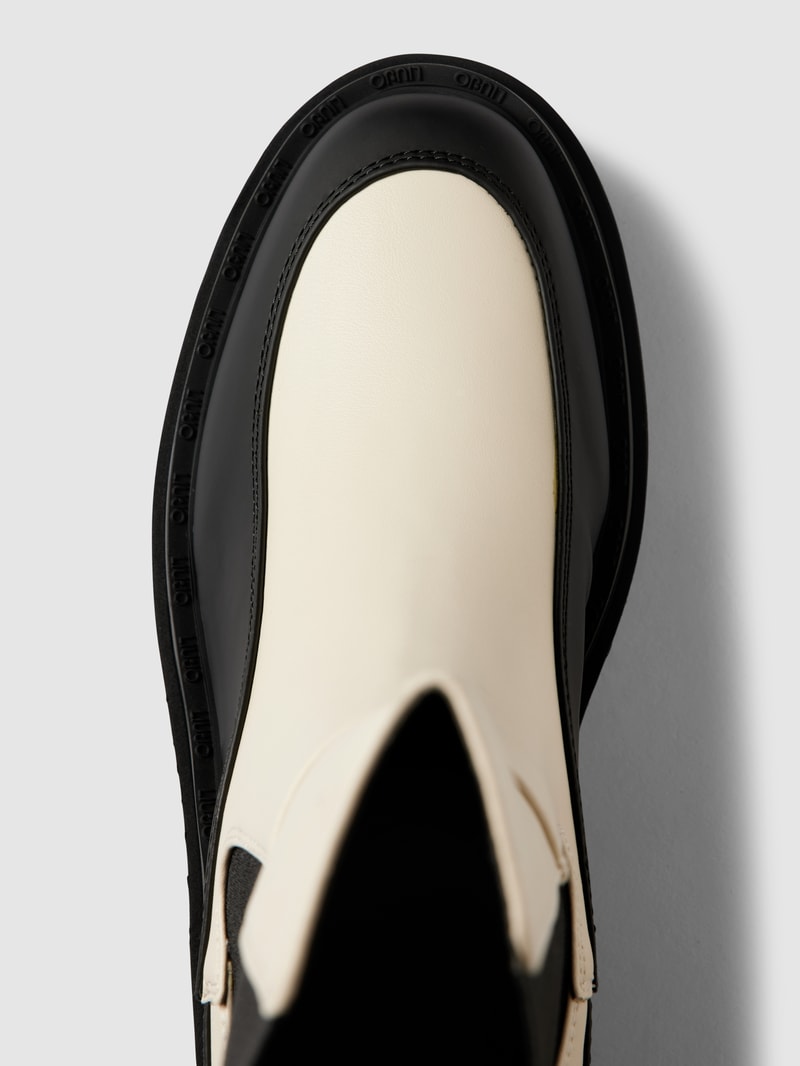 Chelsea Boots mit Kontrastbesatz Modell 'PURPLE' in offwhite
