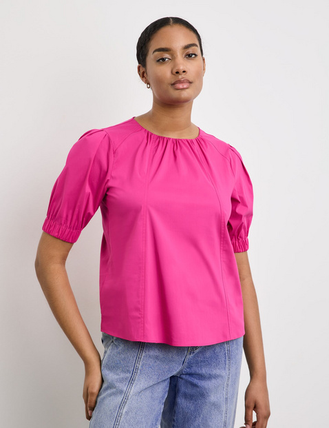 Baumwollbluse mit Volumenärmeln
