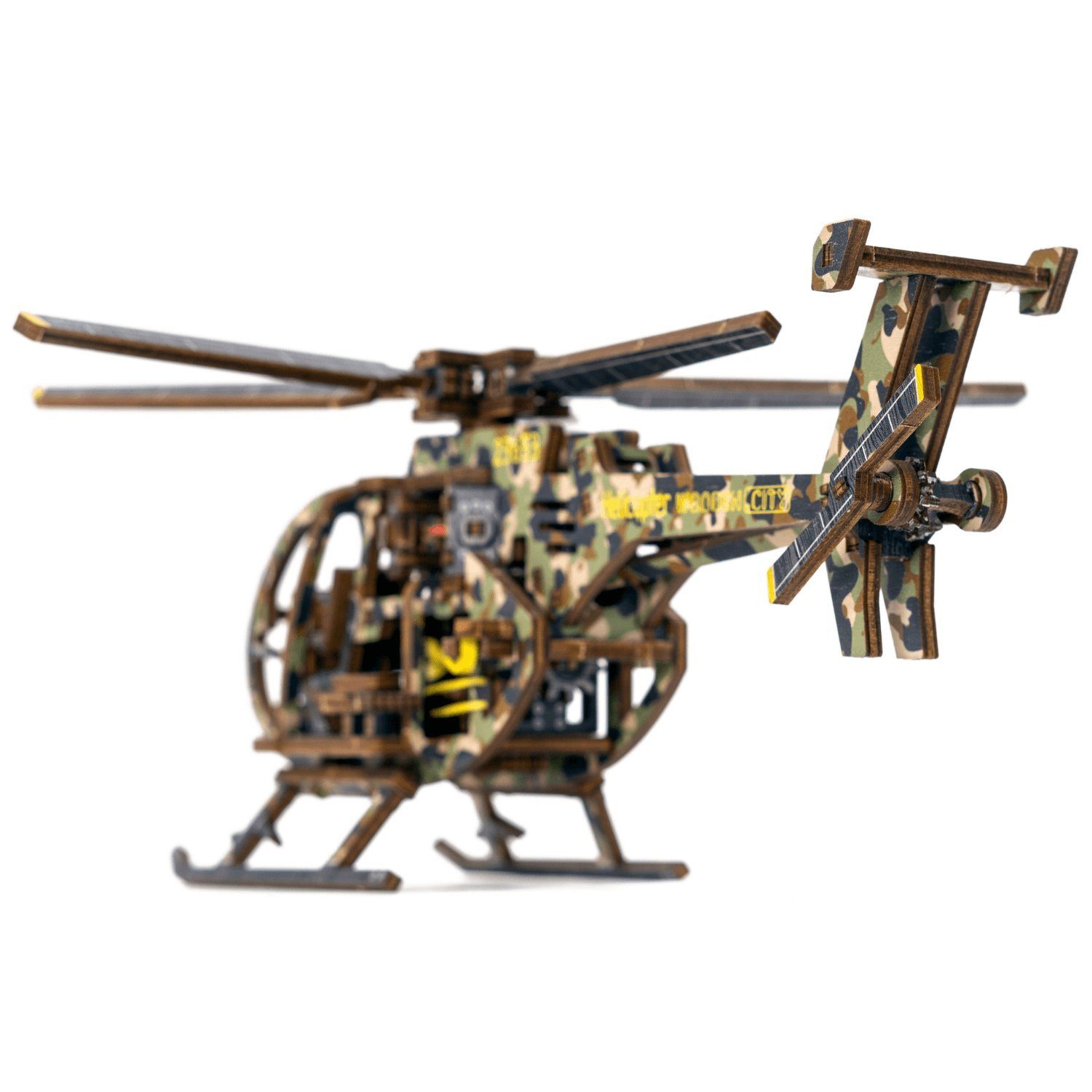 Wooden City Puzzle WoodenCity Helikopter Limited Edition Mechanisches Holzpuzzle, 194 Puzzleteile