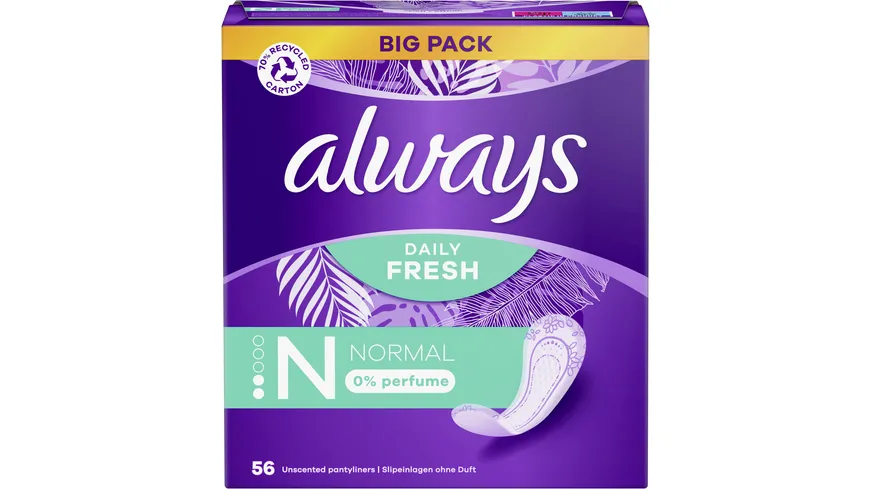 Always DAILY Slipeinlagen Fresh Normal ohne Duft BigPack 56 Stück