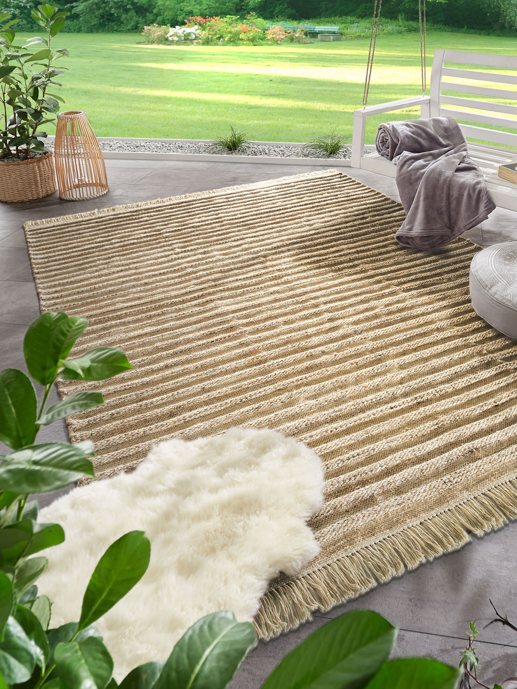 Risede Flachgewebe-Teppich, Sand