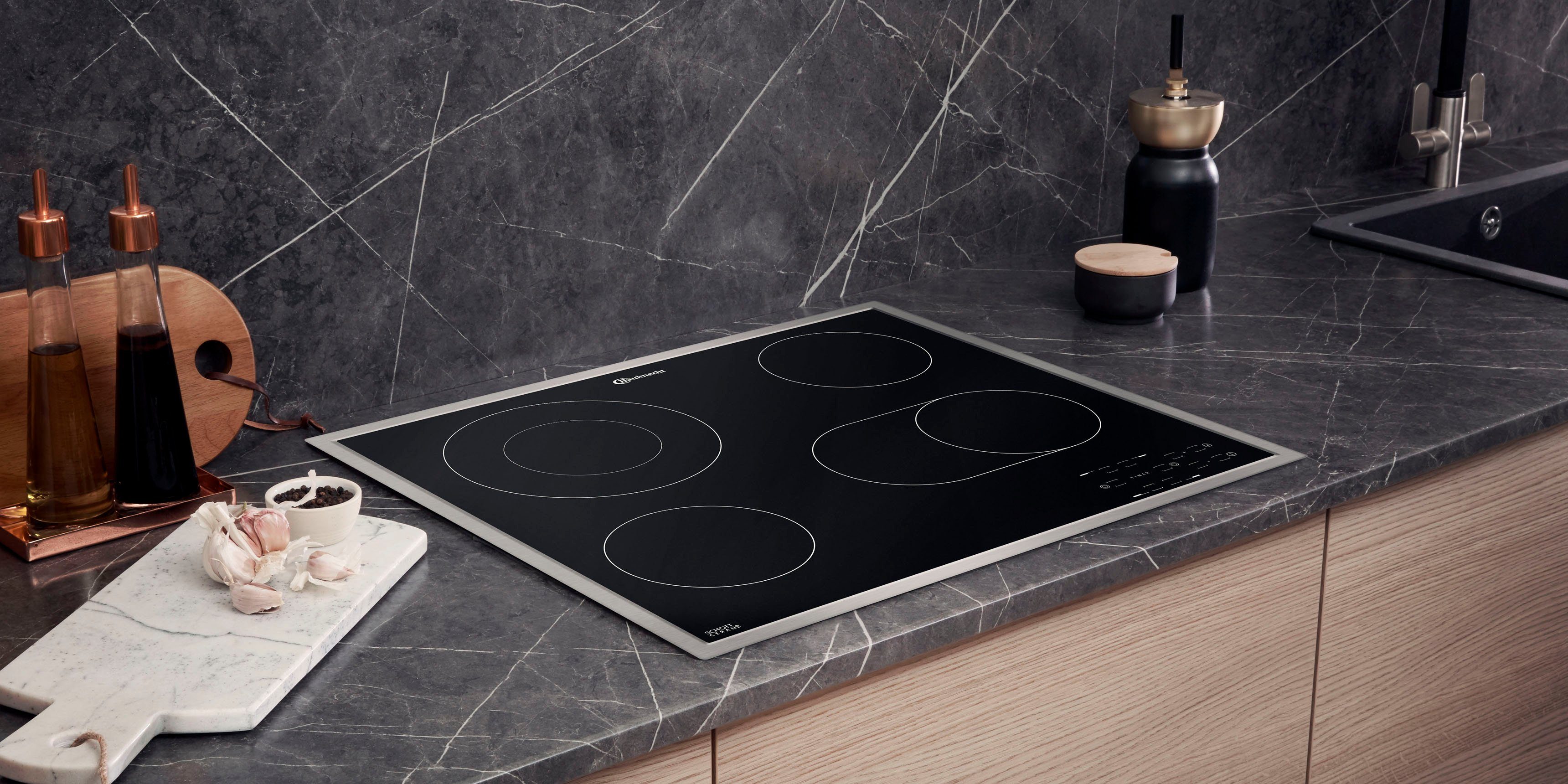 BAUKNECHT Backofen-Set BAKO4 HR6 BLACK, mit 2-fach-Teleskopauszug, Hydrolyse