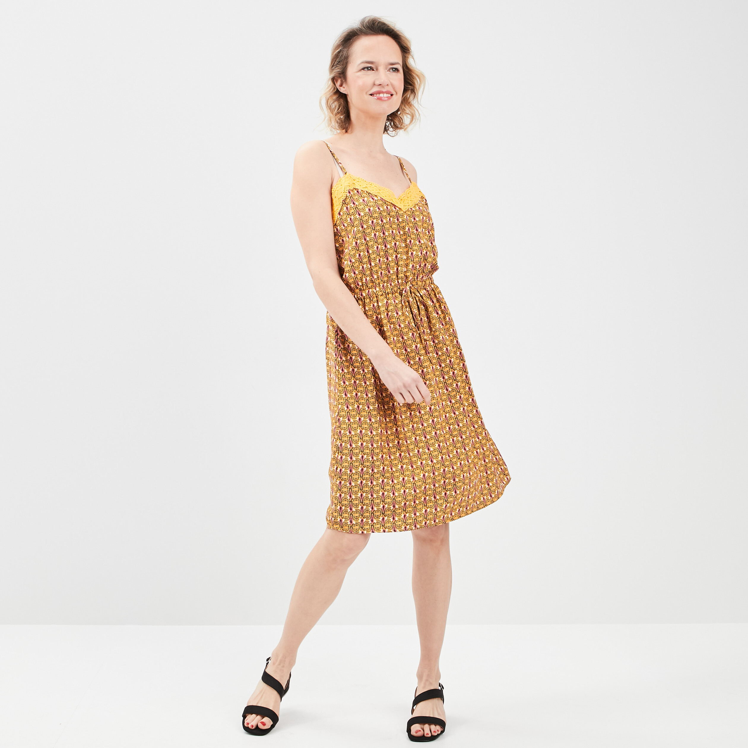 Robe patineuse jaune moutarde femme | La Halle