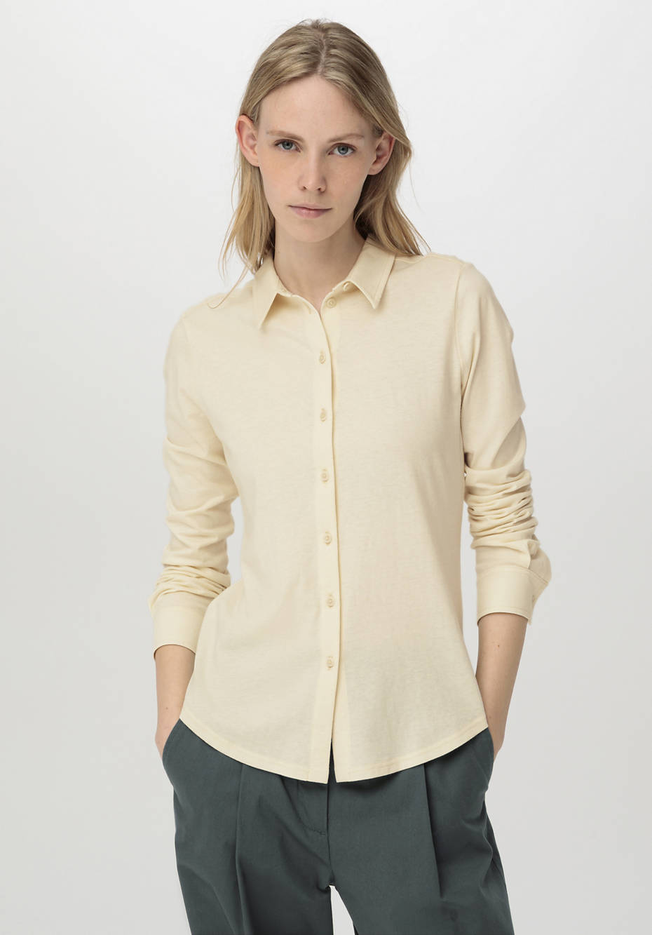 Jersey-Bluse aus Bio-Baumwolle mit Bio-Schurwolle