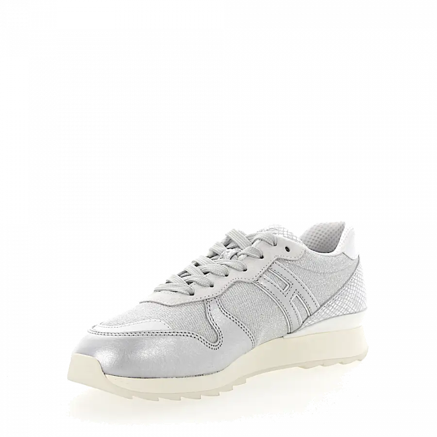 Hogan - Sneaker R261 Glitter Kalbsleder Textil hellgrau silber - grau