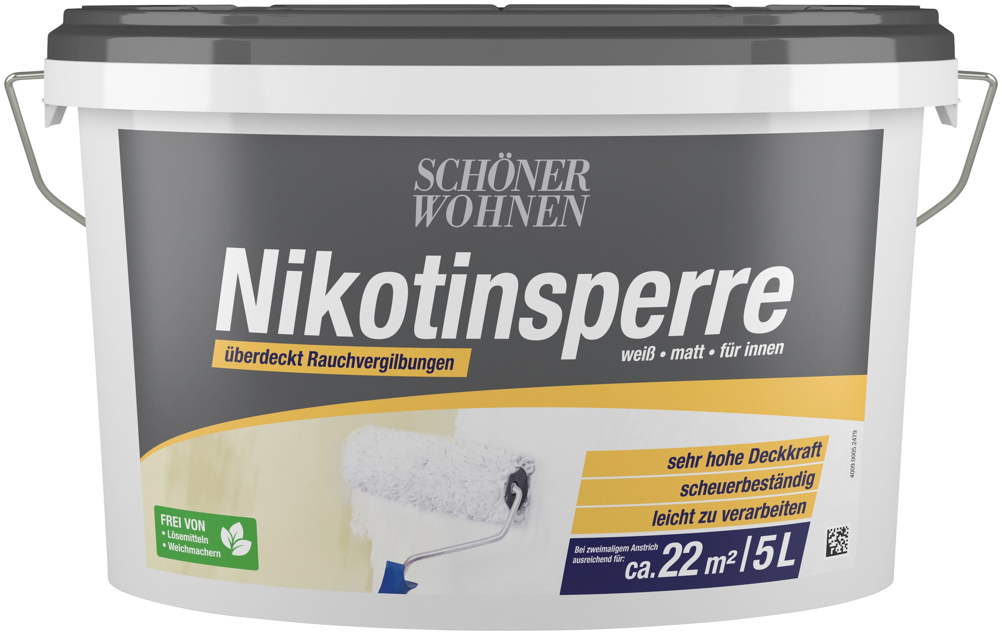 SCHÖNER WOHNEN FARBE Nikotinsperre Nikotinsperre, 5 Liter, weiß, matt, überdeckt Rauchvergilbungen