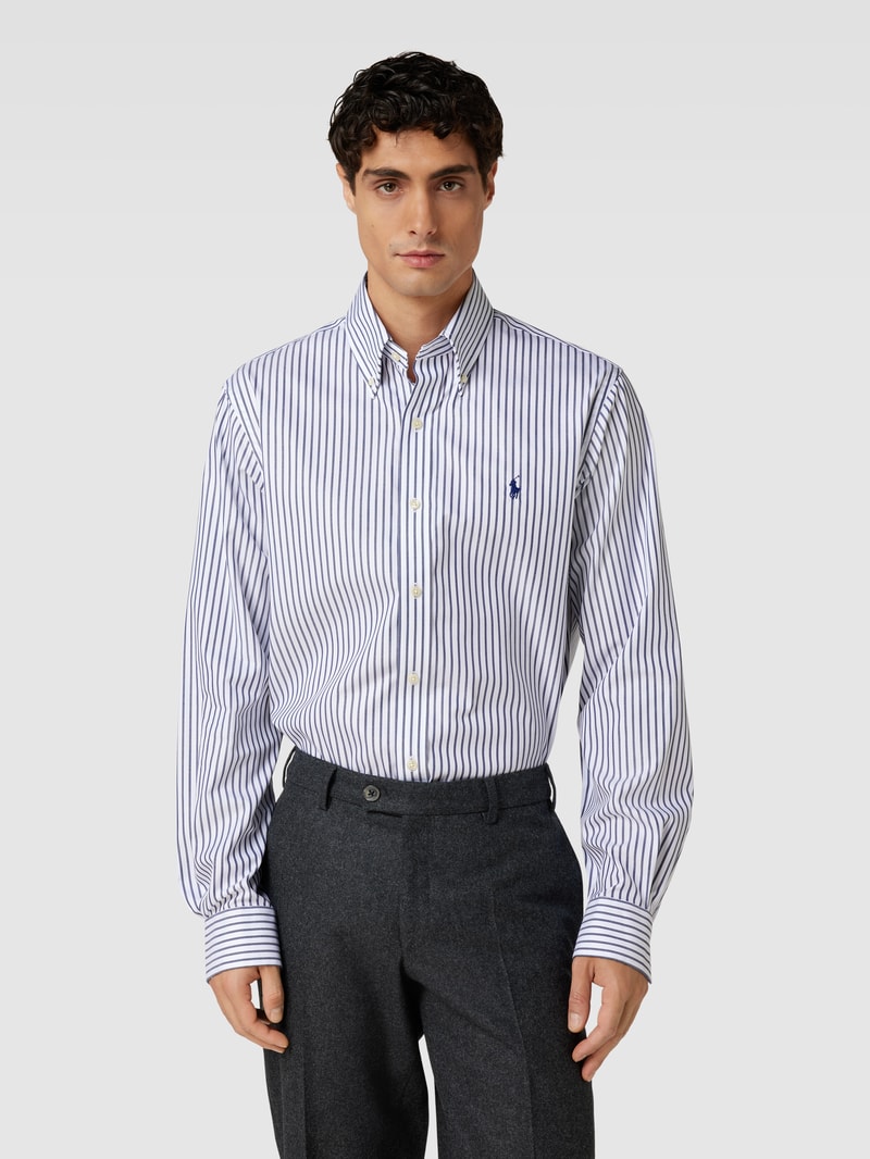 Regular Fit Business-Hemd mit Streifenmuster in royalblau