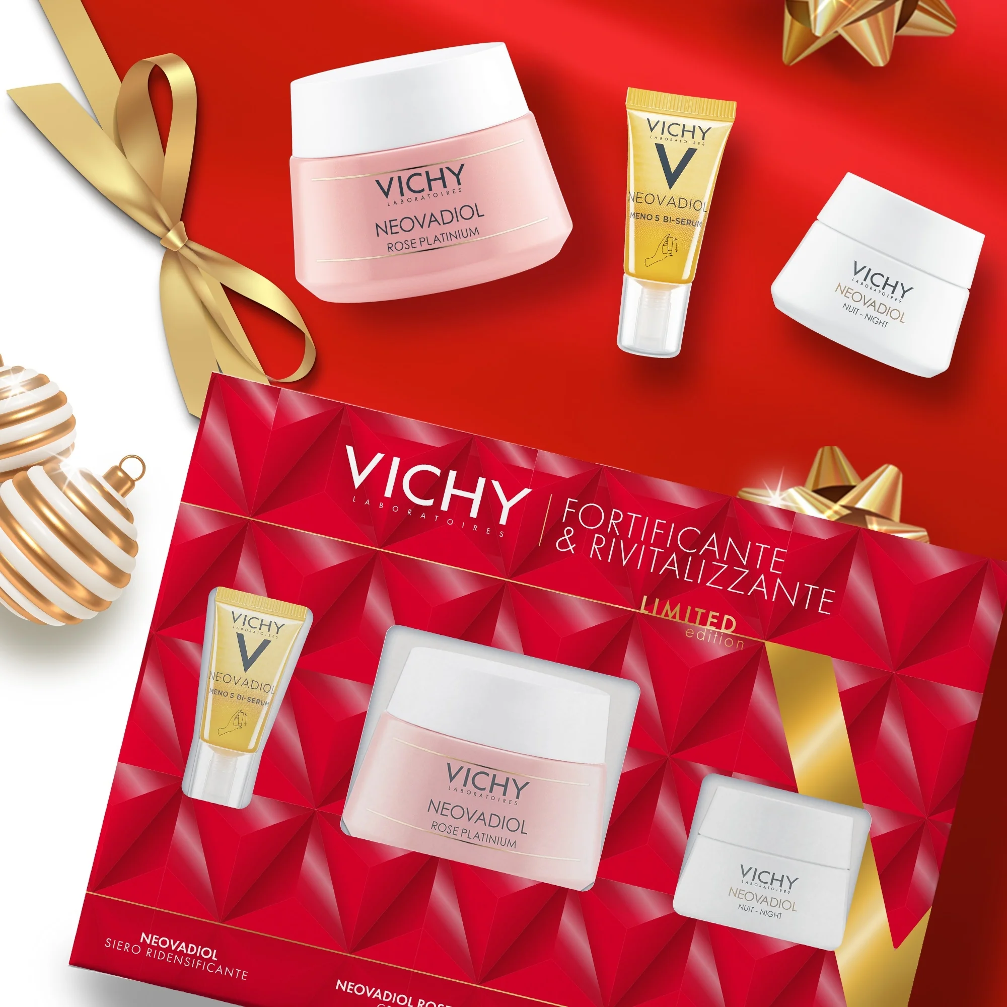 Неовадиол сет Неовадиол Мено 5 Би-Серум + Неовадиол Ружа Платиниум дневна крема + ноћна крема - сет против бора, 24-часовни третман лица против бора