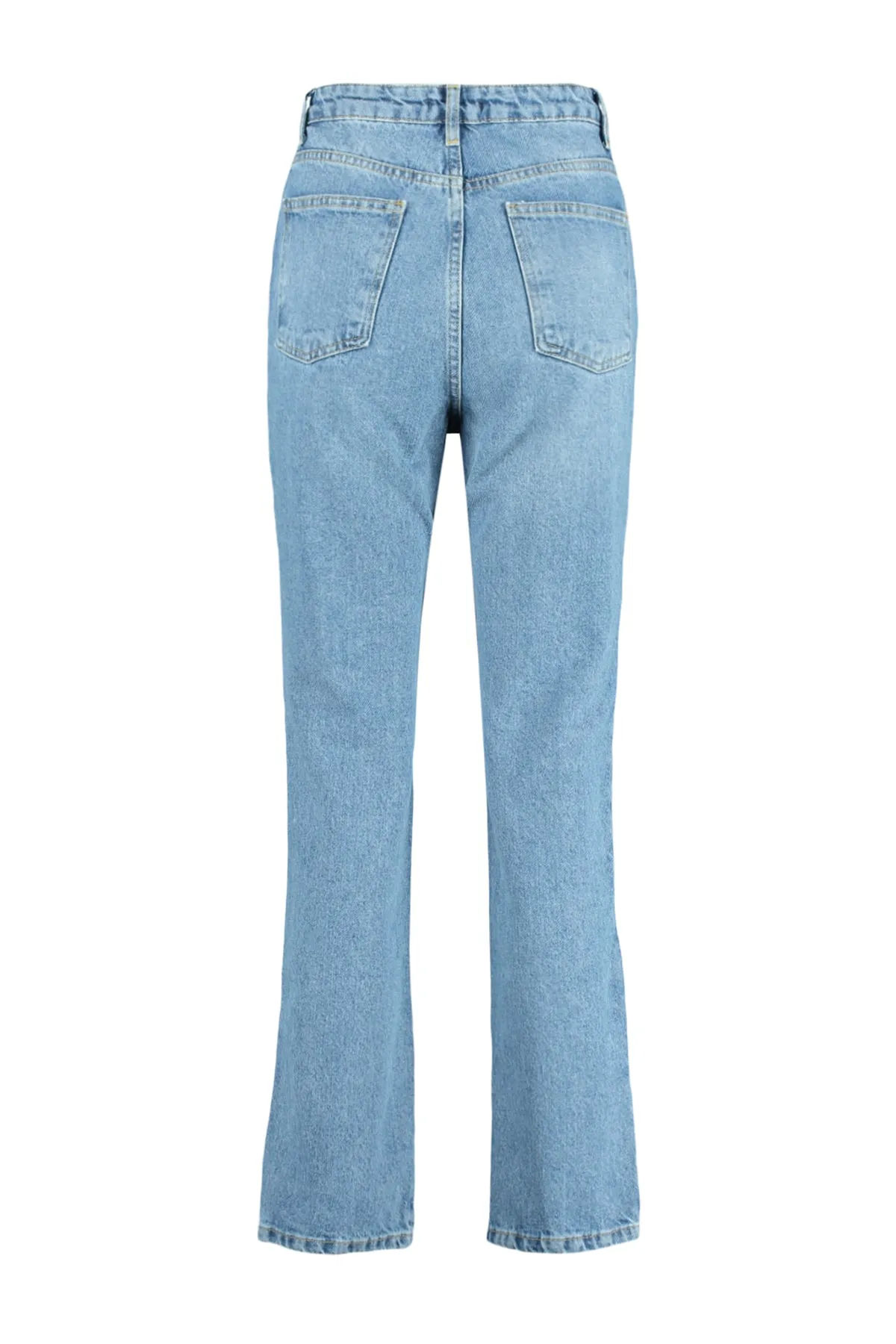 Trendyol Collection  Hellblaue Bootcut-Jeans mit Schlitz und hoher Taille TWOAW22JE0561