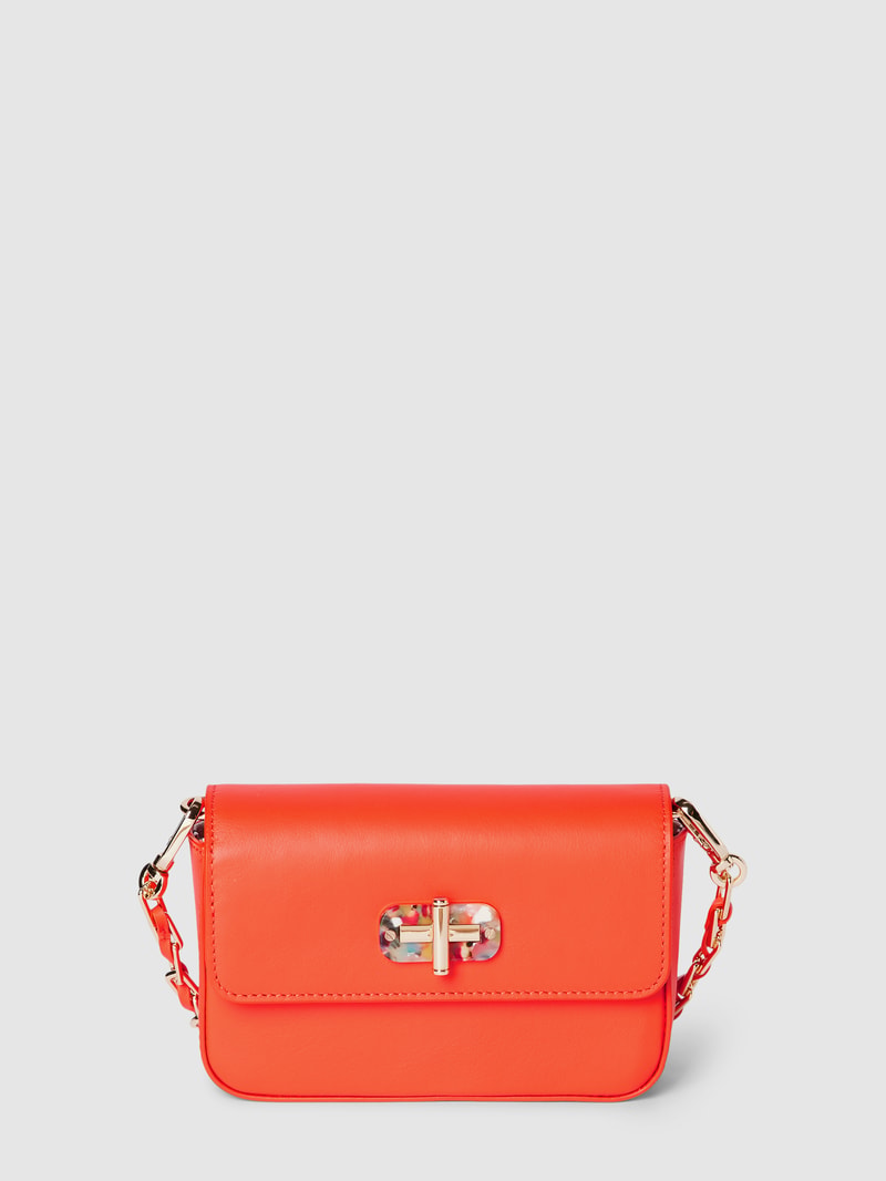 Micro Bag mit Label-Applikation in metallic Modell 'HERO' in orange