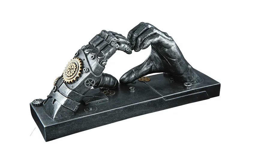 Casablanca Steampunk Poly Skulptur Hand Herzform H=16cm silberfarben