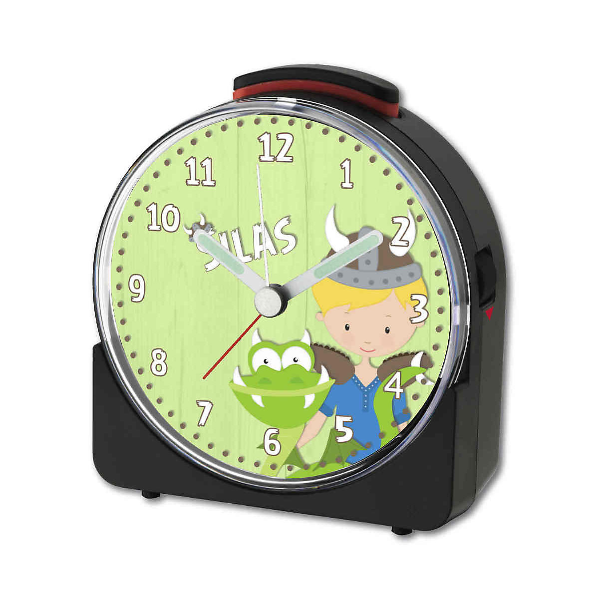 Kinder Funkwecker weiß personalisiert mit Namen Wikinger