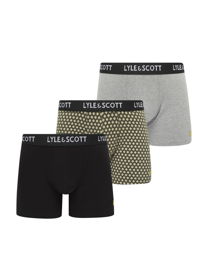 Lyle & Scott Trunks 3-Er Set in Meliertes Grau/Dunkelgrün/Schwarz günstig kaufen