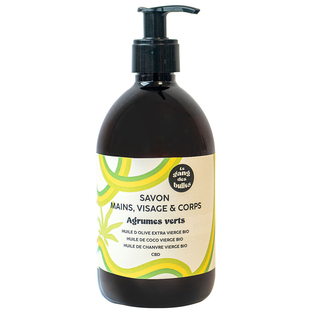 le gang des bulles Savon mains, visage  et  corps - agrumes verts - 500 ml Savon