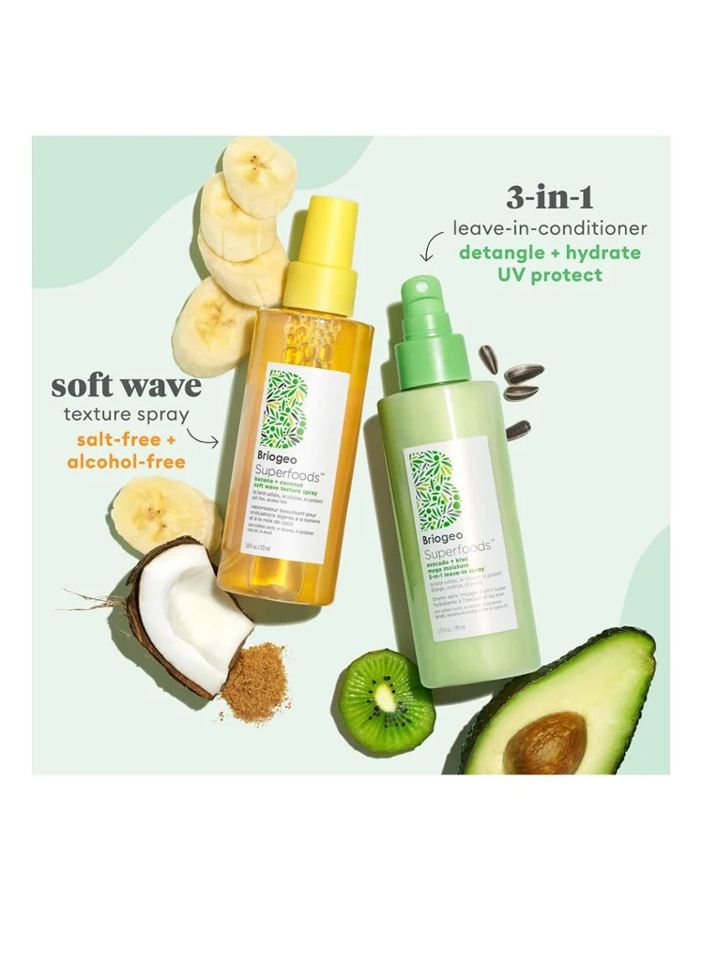 Briogeo Superfoods™ Mega Spray Hidratant 3 în 1 Avocado + Kiwi - Fixativ fără clătire