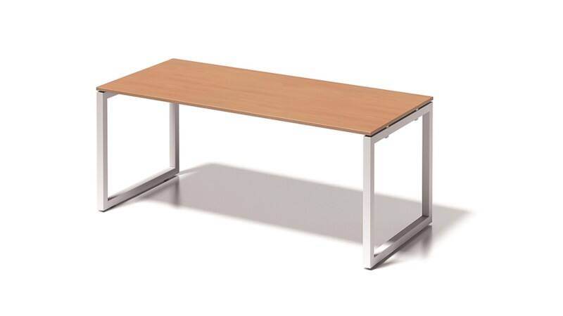 Cito Schreibtisch, 740 mm höhenfixes O-Gestell, H 19 x B 1800 x T 800 mm, Dekor buche, Gestell verkehrsweiß