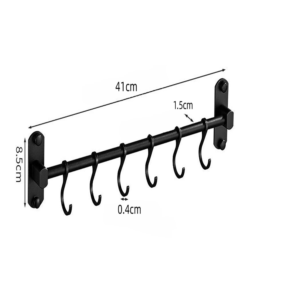 Runxizhou Wandhaken Küchenutensilien-Hakenleiste mit 6 Haken 40 cm