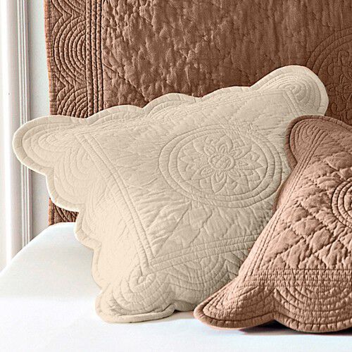Housse coussin unie style boutis Cassandre