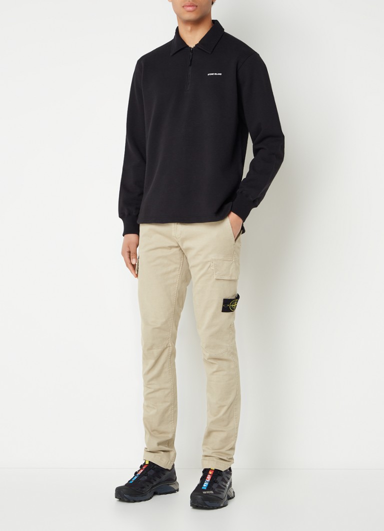 Πουλόβερ λεπτής πλέξης Stone Island 61055 με φερμουάρ στο μισό μέρος και λογότυπο