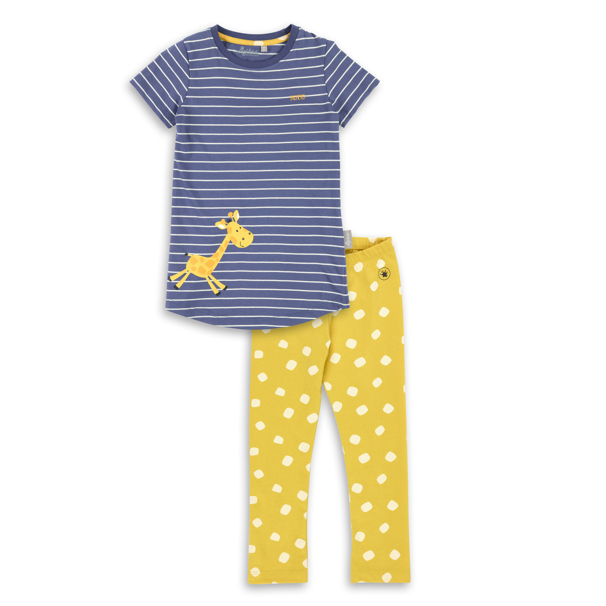 Kinder Schlafanzug Giraffe, gelb-blau