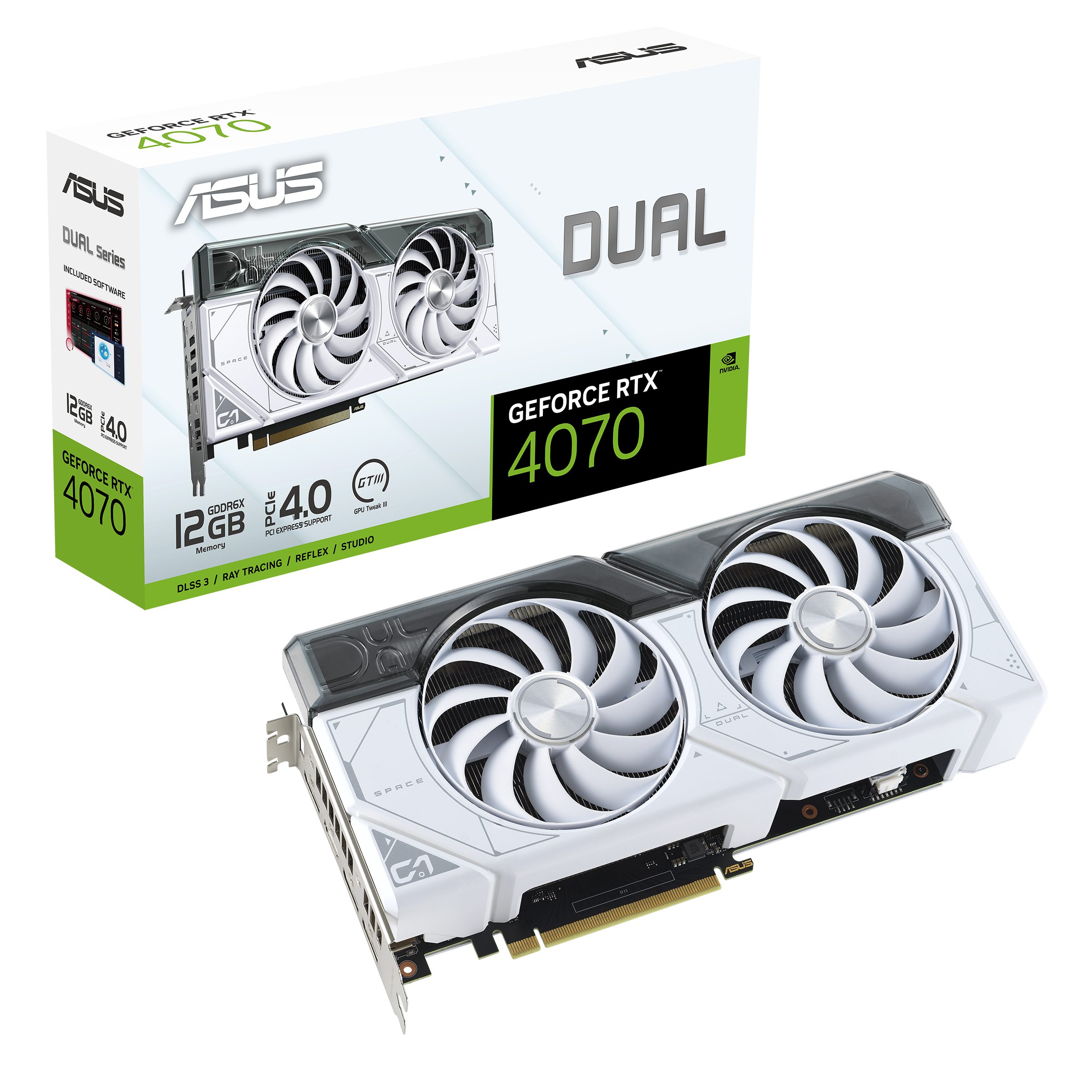 Asus DUAL-RTX4070-12G-WHITE Grafikkarte (12 GB, GDDR6X)