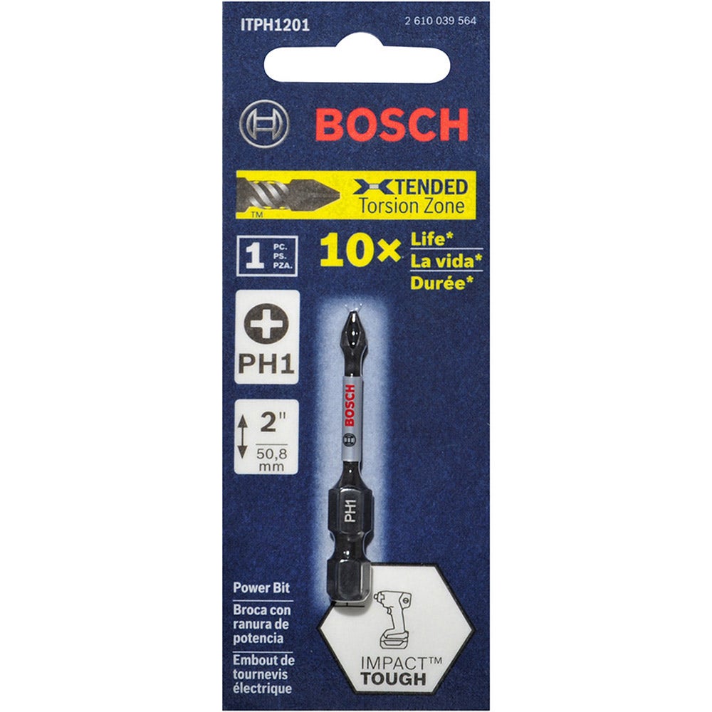 Pontas de chave de impacto Phillips BOSCH PH1 x 50 mm – RESISTENTES A IMPACTOS