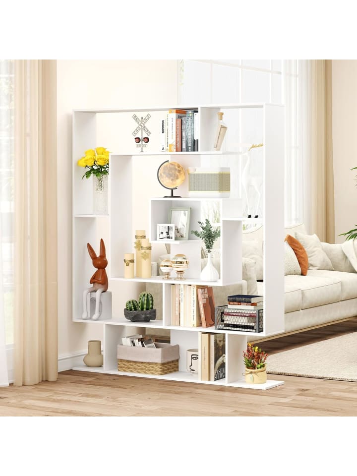 COSTWAY Bücherregal 7 Ebenen 125 x 22 x 150 cm in Weiß günstig kaufen onesize