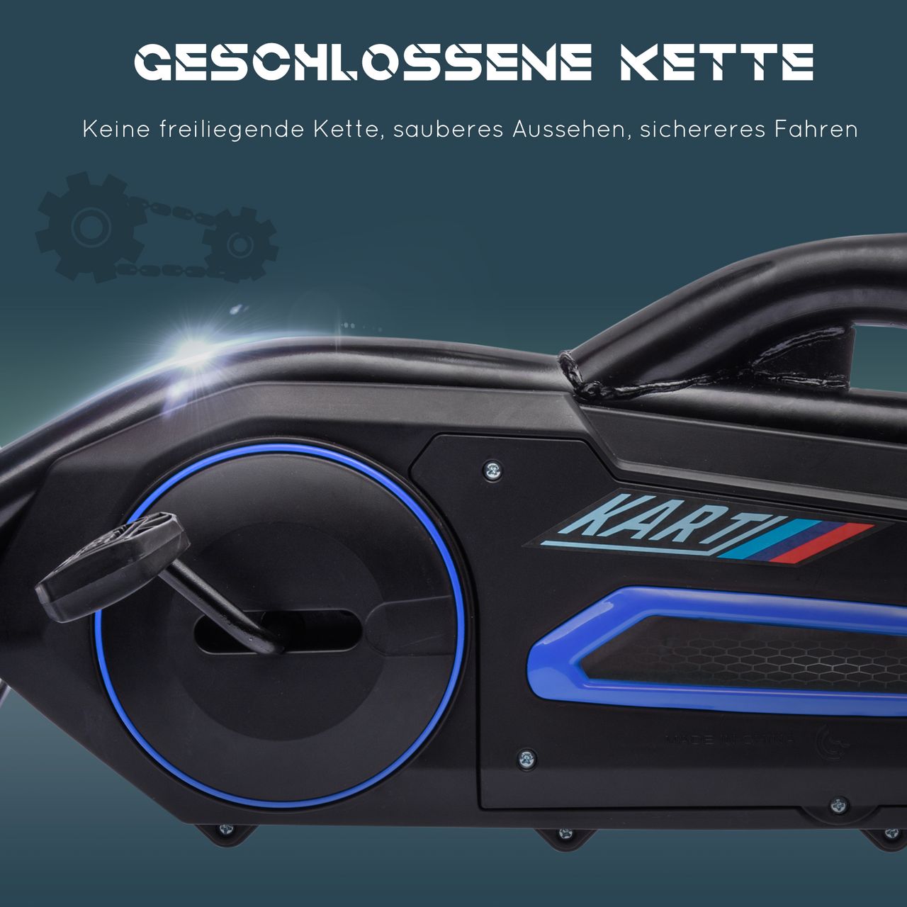 HOMCOM Gokart, Kinderfahrzeug mit verstellbarem Sitz, Tretfahrzeug, Blau