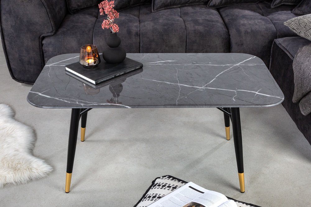 riess-ambiente Couchtisch PARIS 110cm anthrazit / schwarz-gold (Einzelartikel, 1-St), Wohnzimmer · Kristallglas · Marmor-Dekor · Stube
