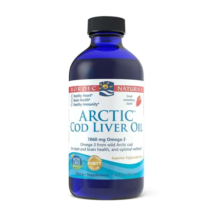 Nordic Naturals ulje jetre arktičkog bakalara, ulje jetre divljeg arktičkog bakalara, okus jagode, tekućina
